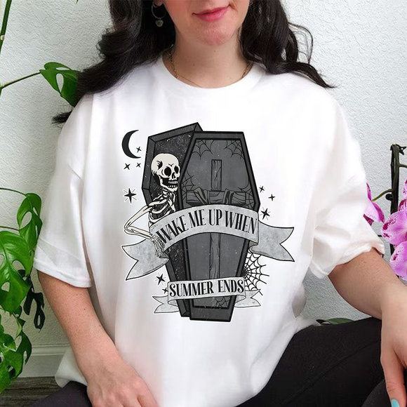 TeriH Other - Halloween Wake Me Up When Summer Ends Shirt, Skeleton Halloween